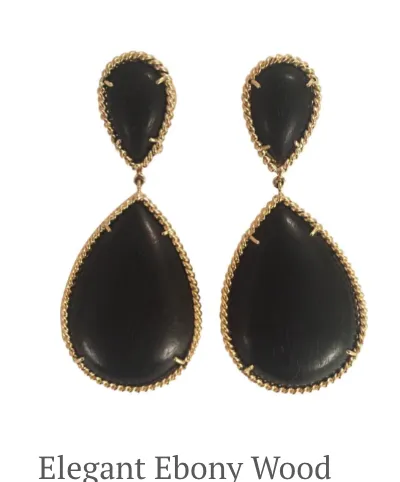 Large 18kt Yellow Gold Onyx Cushion and Pear shaped Drop Earrings with Twisted Gold Detail