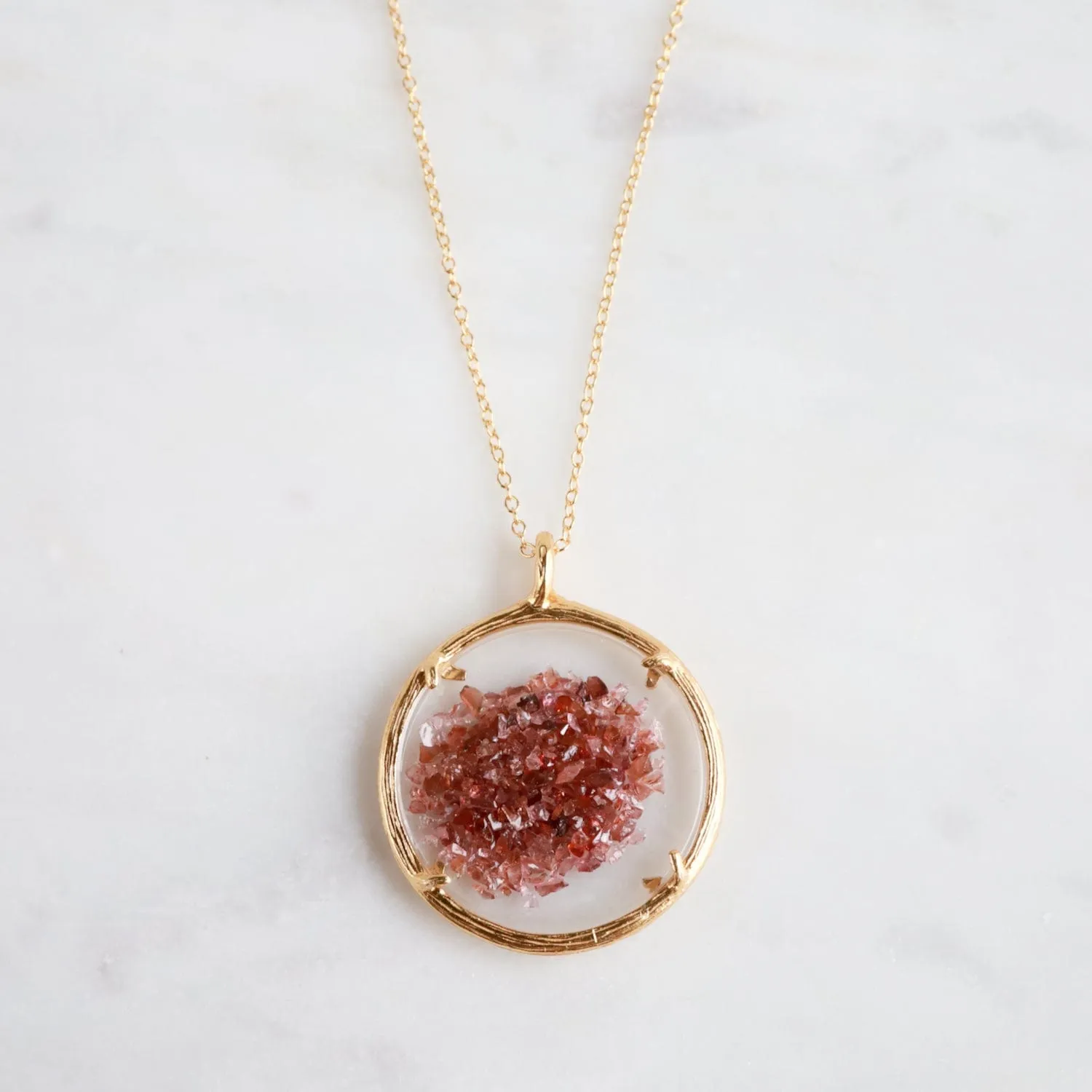 Large Shaker Necklace - 18k Gold Vermeil/Garnet