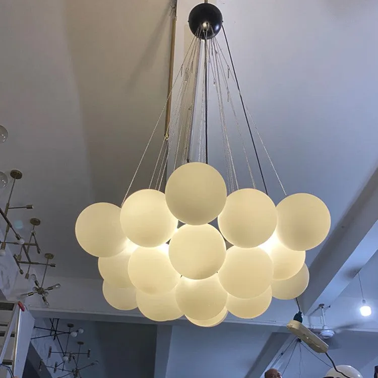 LED Modern Multi-sphere Decorative Milky White Glass Pendant Light