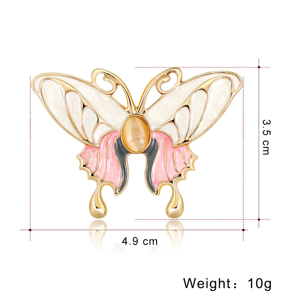 luxury Fashion Fine Jewelry Alloy Custom Animal Zircon Pearls Butterfly Pins Brooches For Women