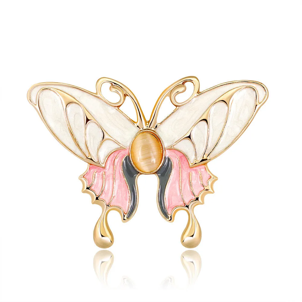 luxury Fashion Fine Jewelry Alloy Custom Animal Zircon Pearls Butterfly Pins Brooches For Women