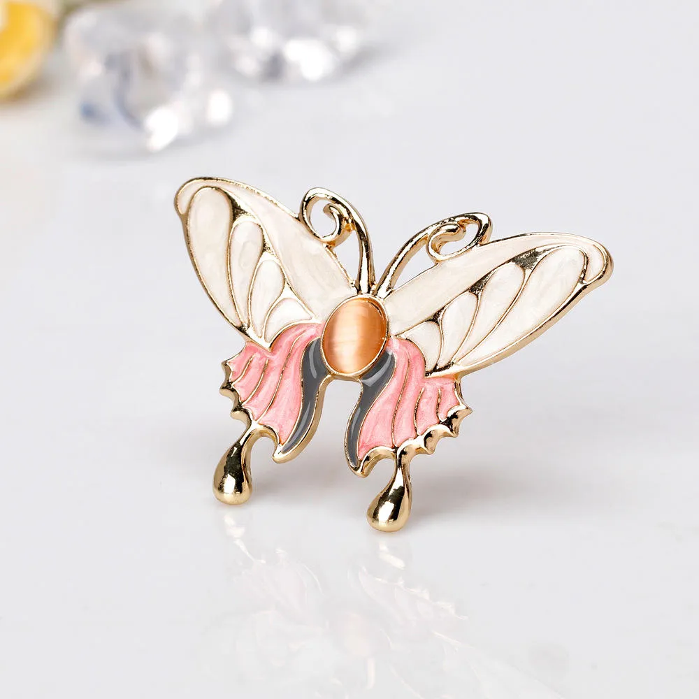 luxury Fashion Fine Jewelry Alloy Custom Animal Zircon Pearls Butterfly Pins Brooches For Women