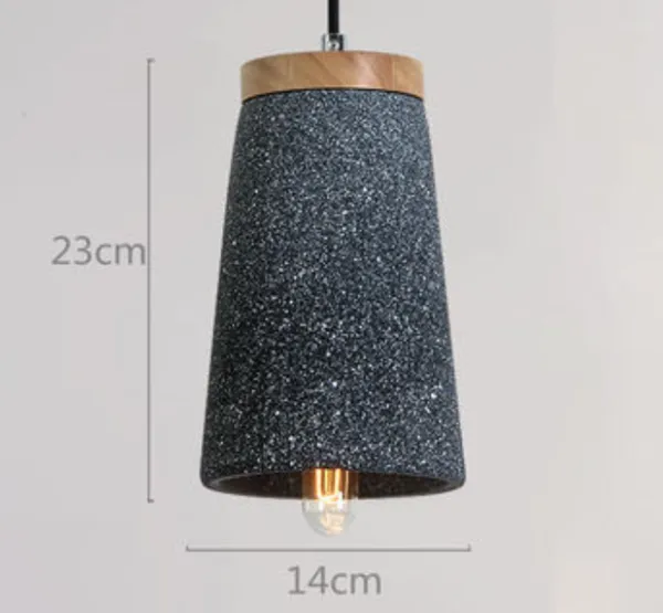 Maarten Unique Cement and Wooden Tall Dome Pendant Light