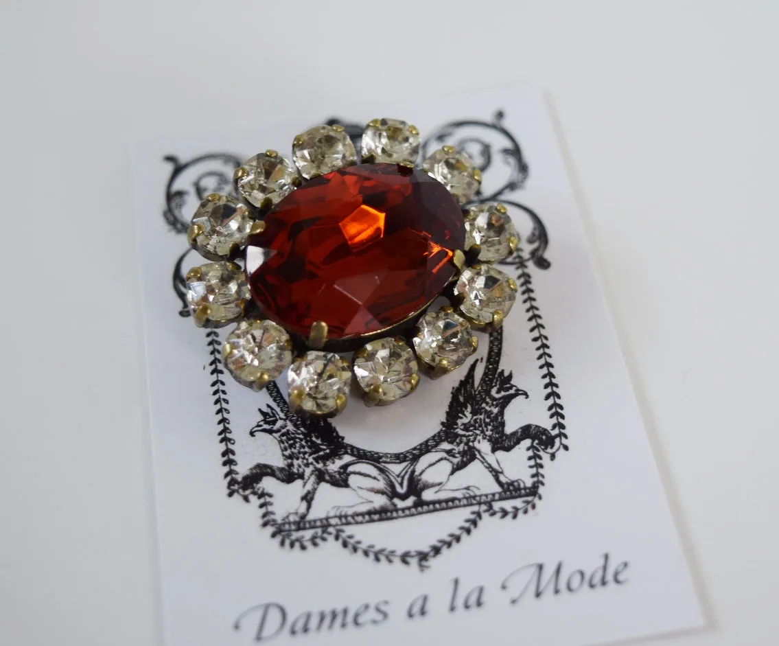 Madeira Topaz Crystal Cluster Brooch