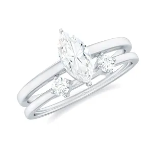 Marquise Cut Solitaire Moissanite Simple Ring Set