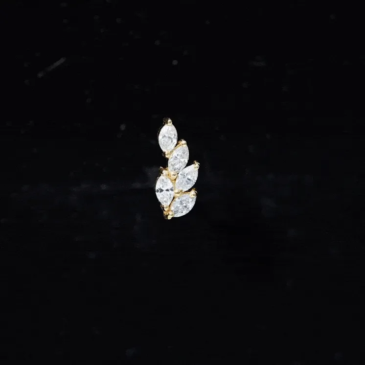 Marquise Moissanite Leaf Earring for Helix Piercing