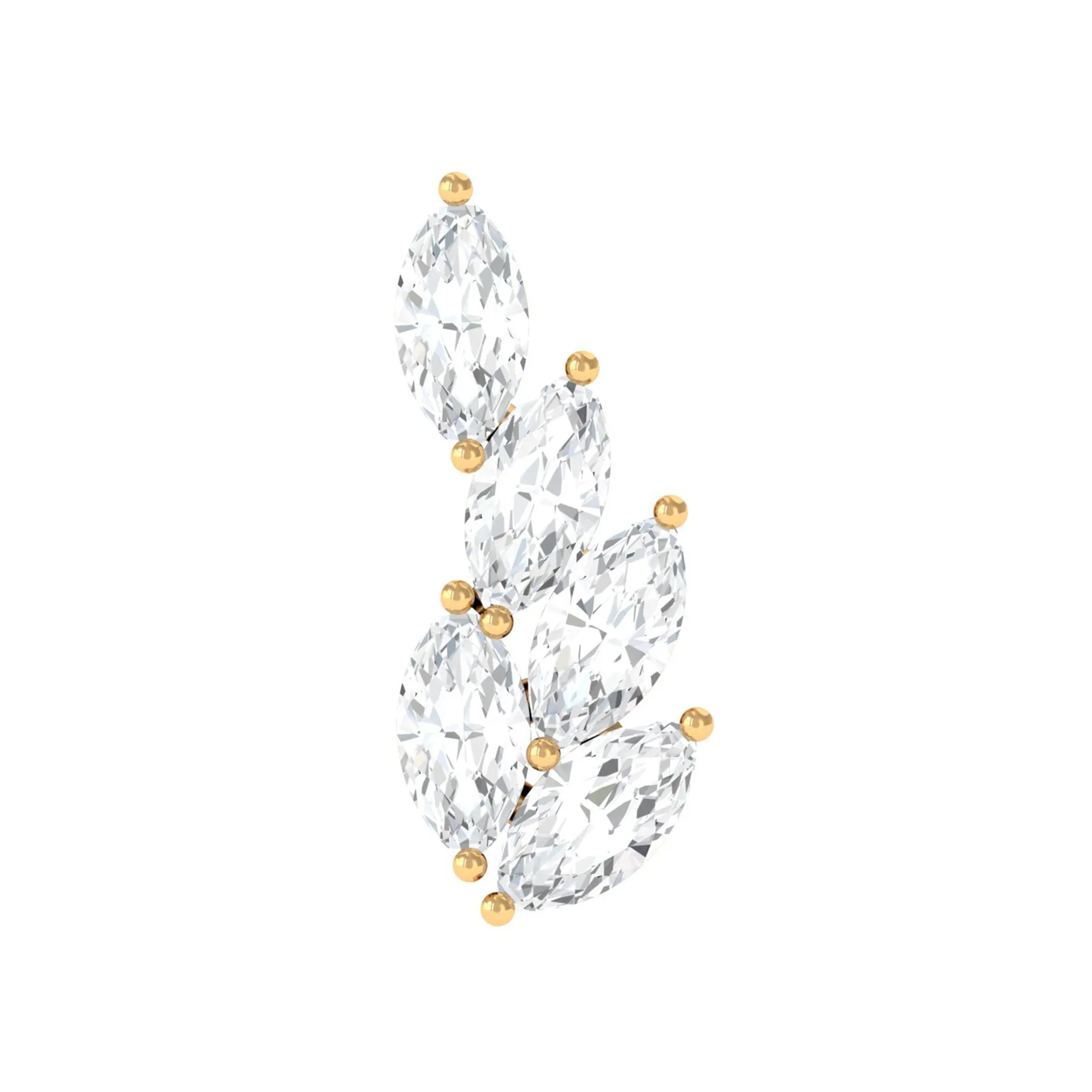 Marquise Moissanite Leaf Earring for Helix Piercing