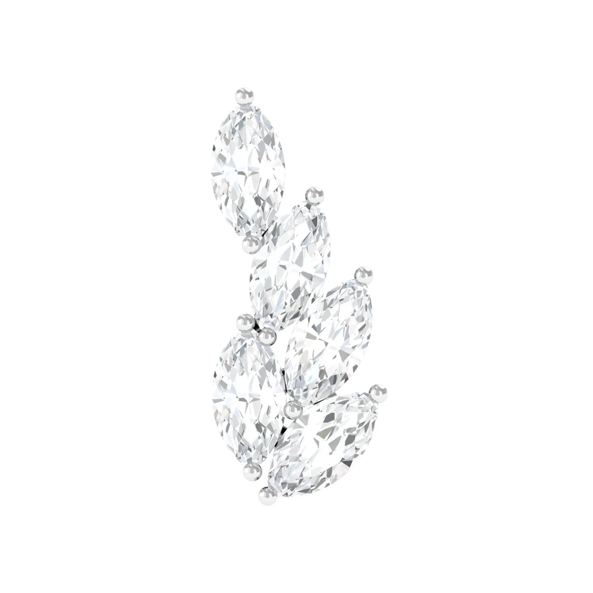 Marquise Moissanite Leaf Earring for Helix Piercing