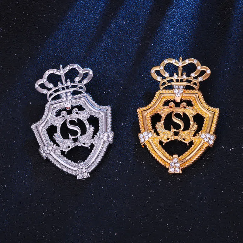 Men's Royal English Letter Crown Brooch