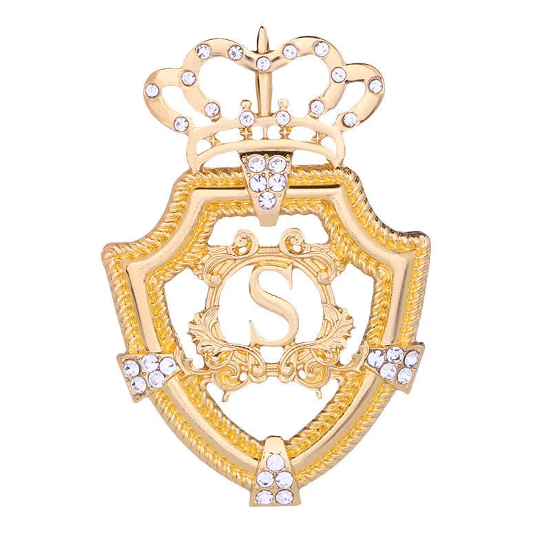 Men's Royal English Letter Crown Brooch