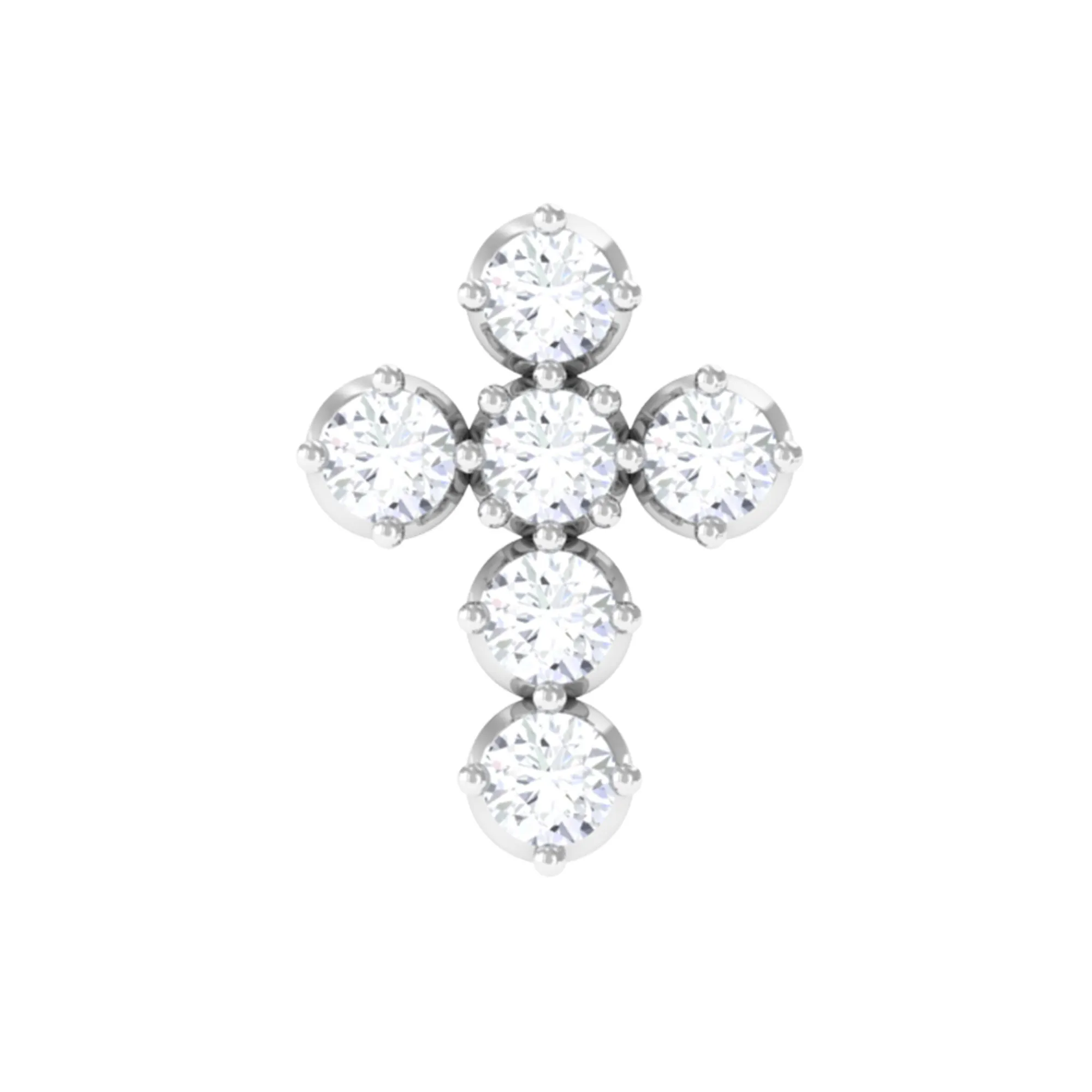 Moissanite Gold Cross Earring for Cartilage Piercing