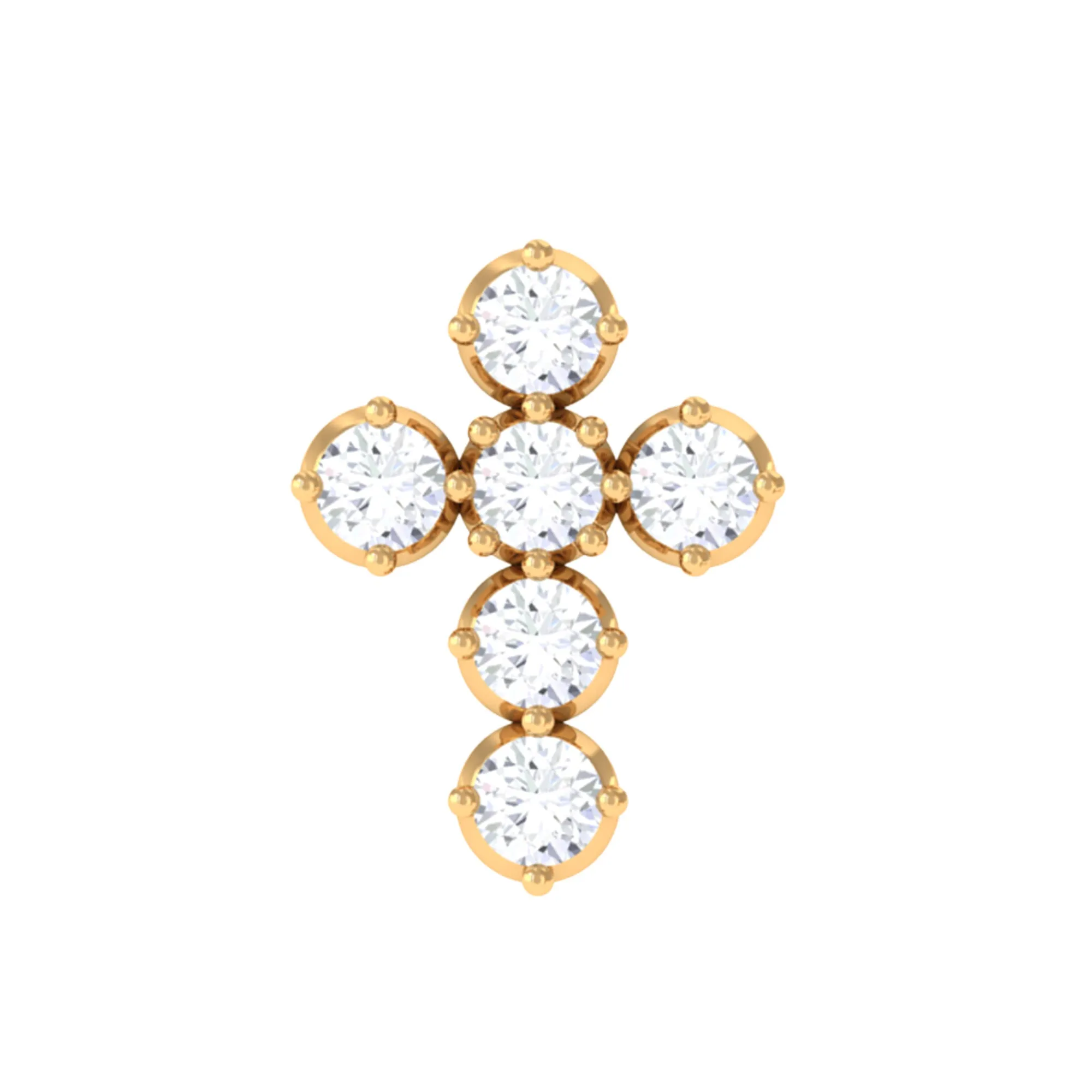 Moissanite Gold Cross Earring for Cartilage Piercing