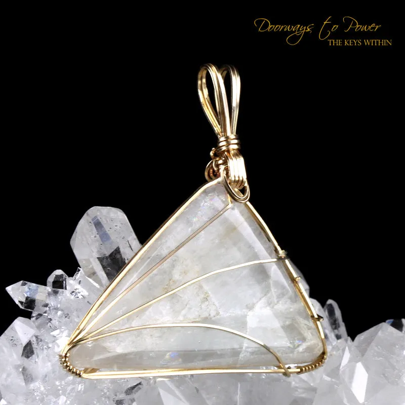 Natrolite Synergy 12 Crystal Pendant 14k