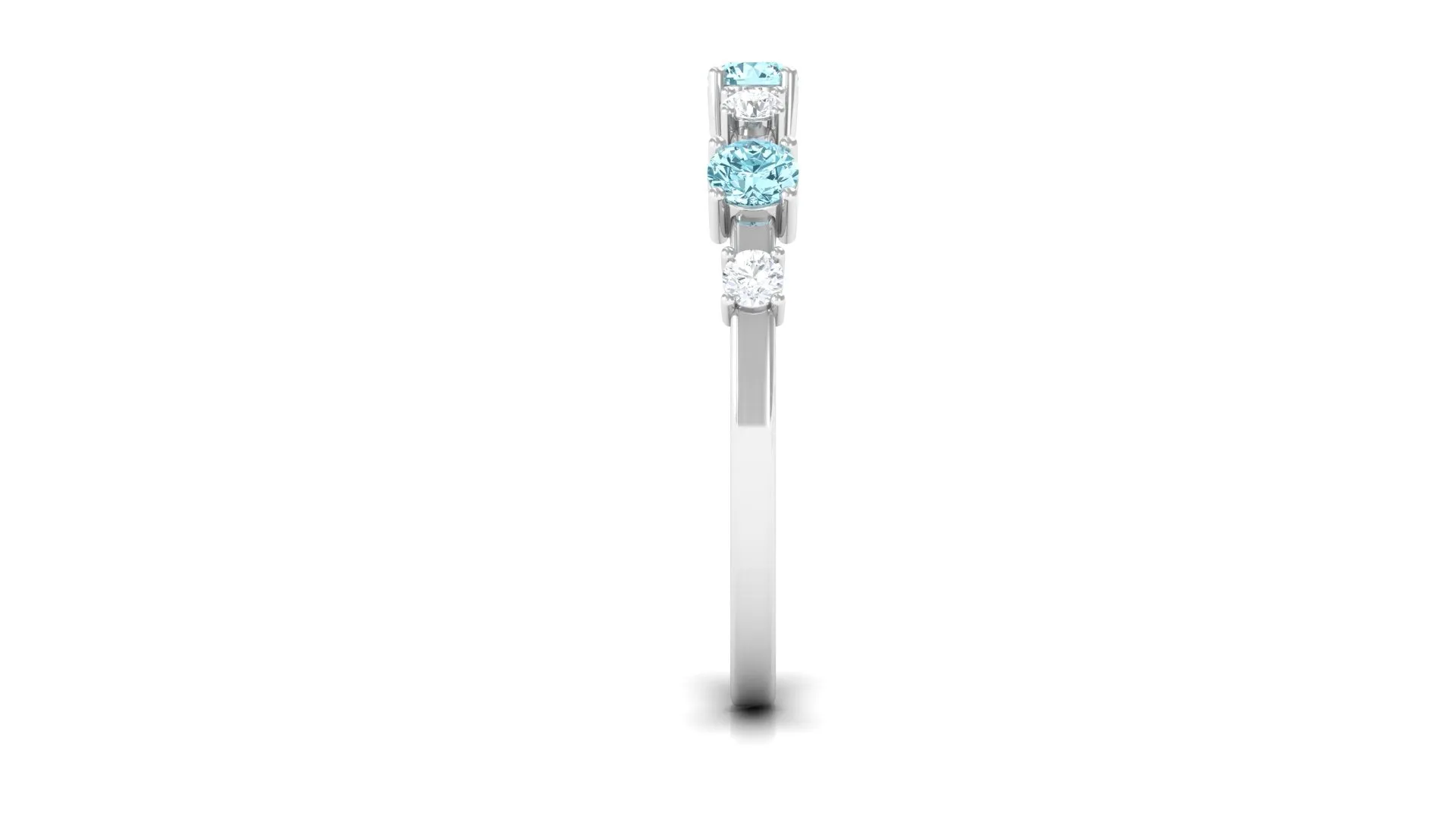 Natural Aquamarine and Diamond Half Eternity Ring