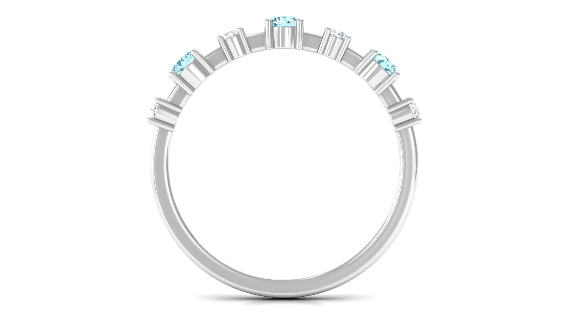 Natural Aquamarine and Diamond Half Eternity Ring