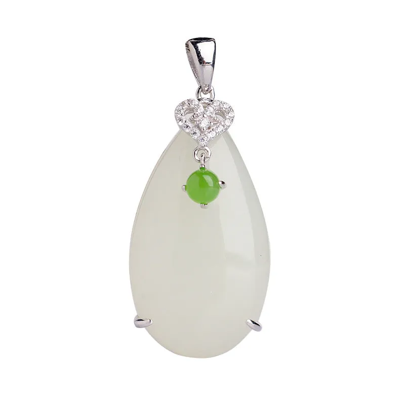 Natural Jade Pendant Nephrite Silver Zircon Pendant ZPT153