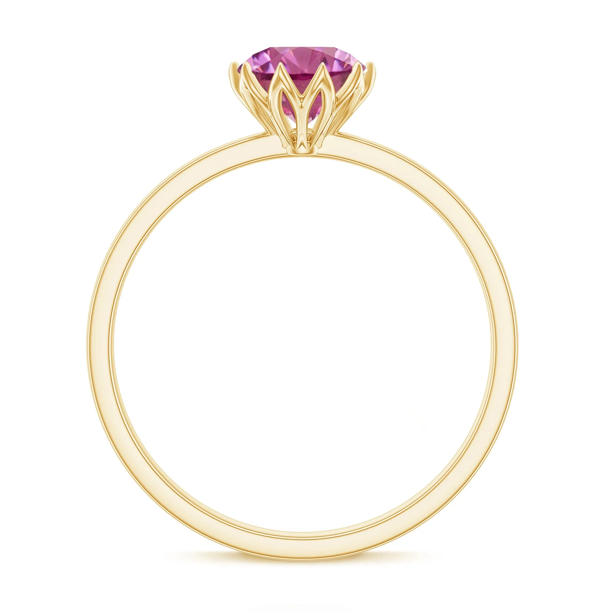 Natural Pink Tourmaline Solitaire Ring in Lotus Basket Setting