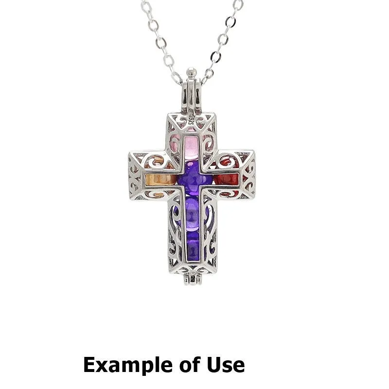 Necklace Pendant Blank Setting Cross Charm 36mm Sterling Silver Fine 925 For Several Beads No Prong DIY Jewelry Finding Wholesale 1pc