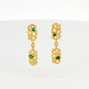 NEW! Memento 2 Stud Earrings with Emeralds in 14K gold by Branch