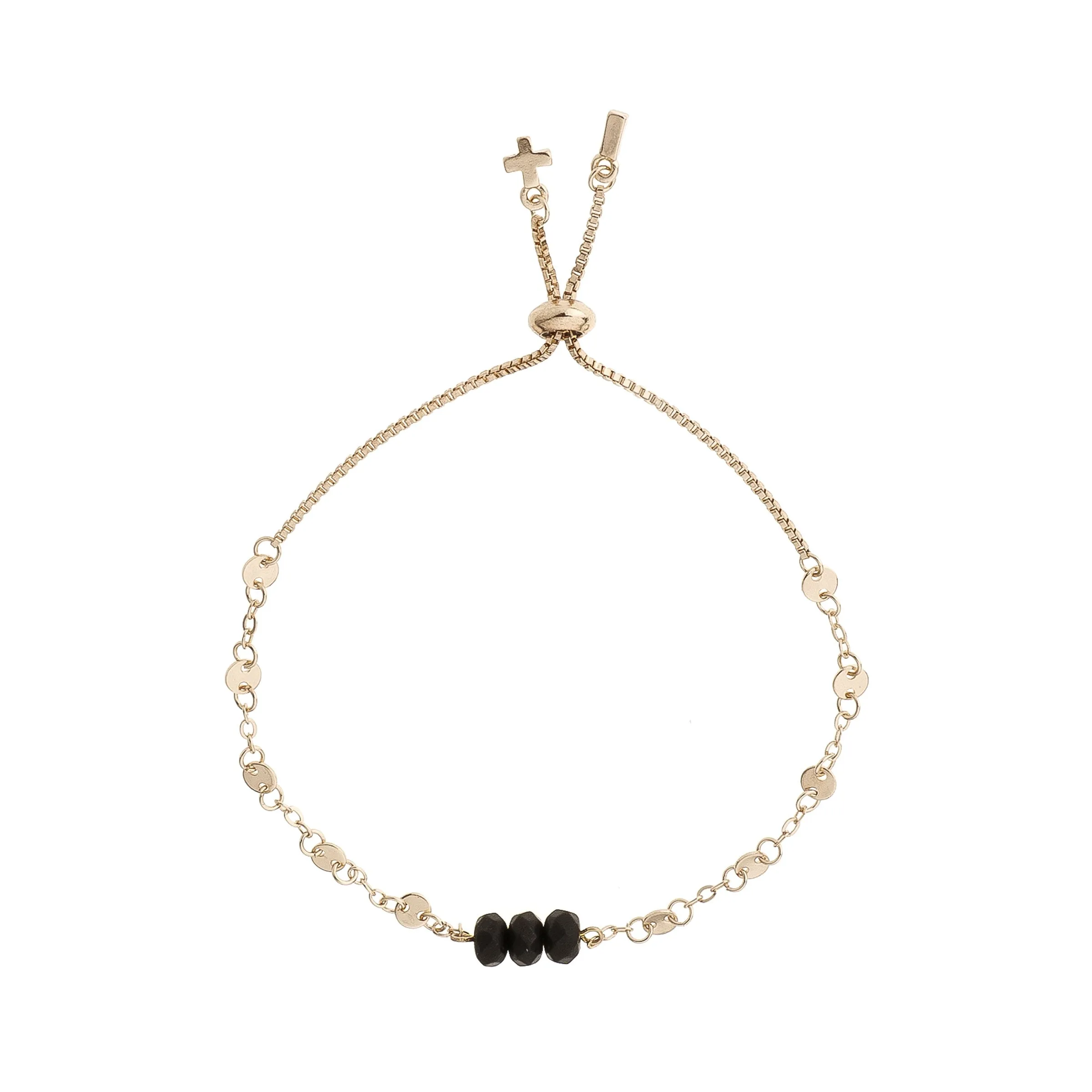 Onyx & Gold Adjustable Raw Cut Mini Stones Bracelet