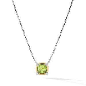 Petite Chatelaine® Pendant Necklace with Peridot, 18K Yellow Gold Bezel and Pavé Diamonds