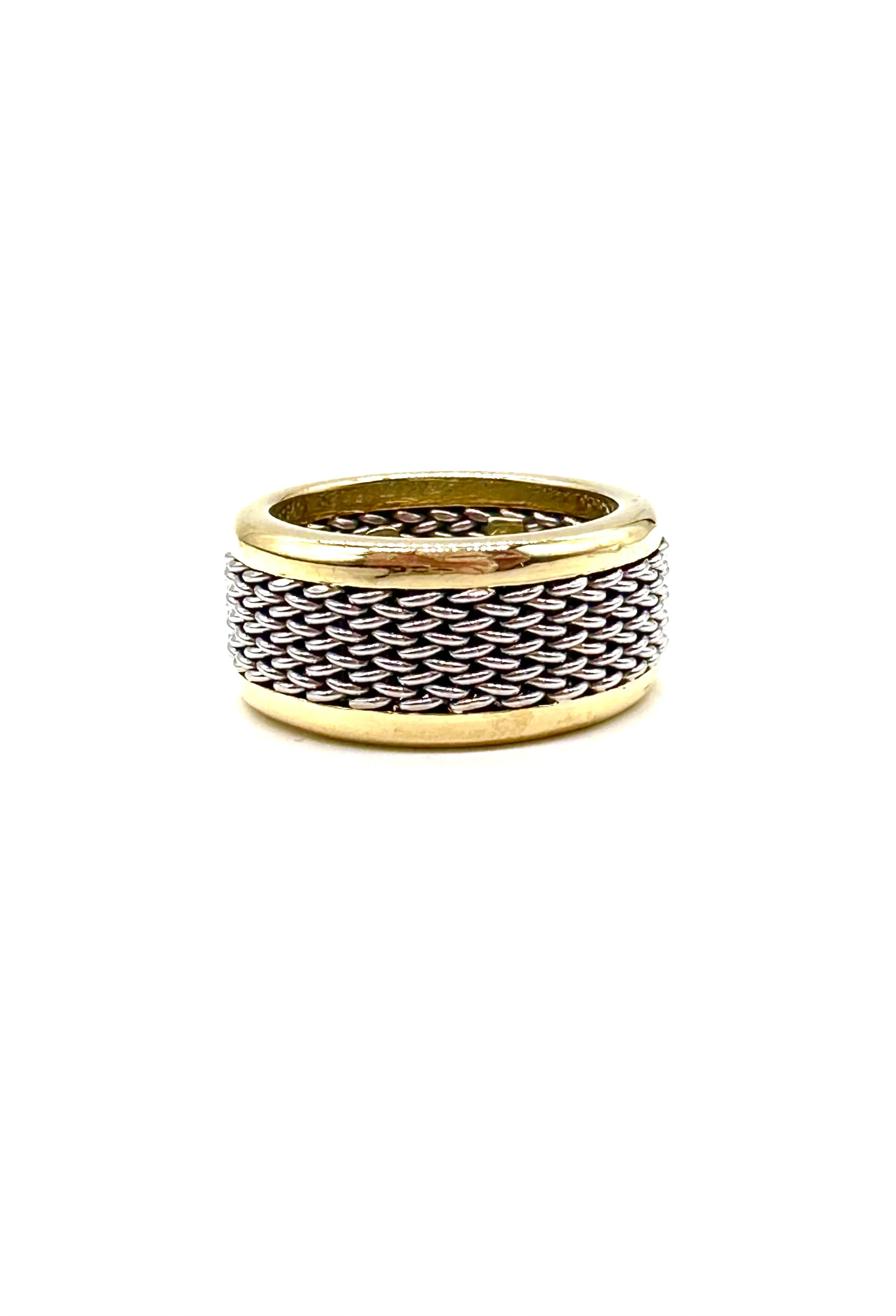 Platinum and Gold Mesh Border Band