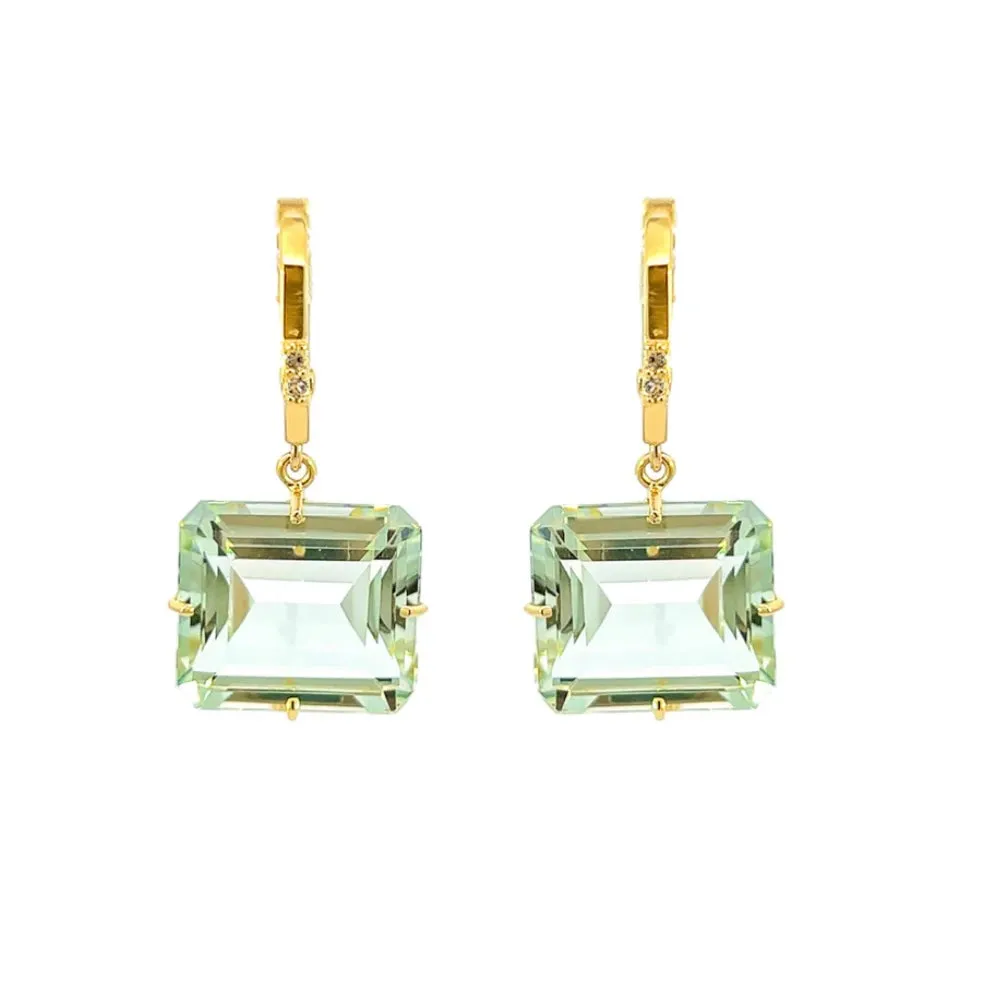 Praziolite & White Topaz Earring