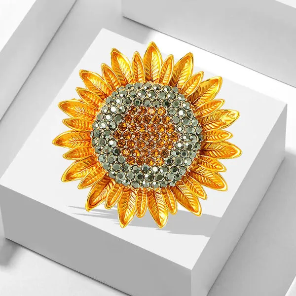 Rhinestone Sunflower Brooch 水鑽向日葵胸針 KCHM1118