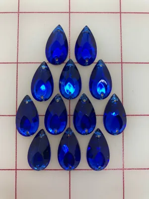 Rhinestones - 20x11mm Czech Sapphire Pear-Shape Sew-On 12-Pack