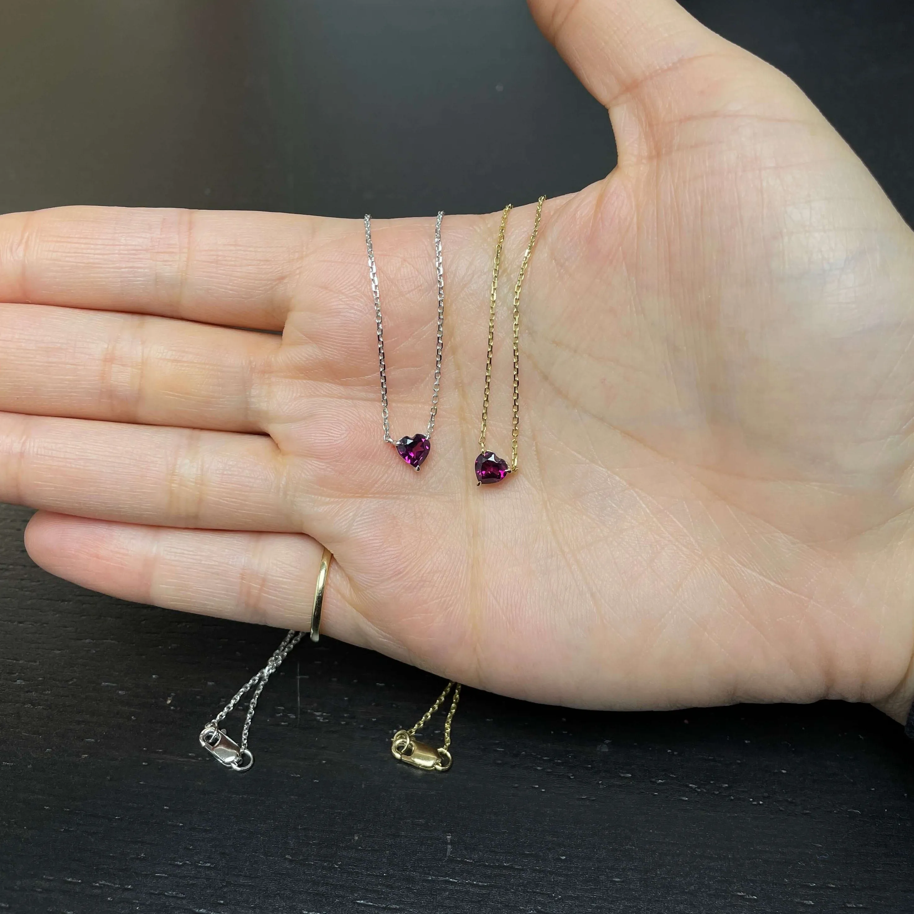 Rhodolite Garnet Heart Solitaire Pendant