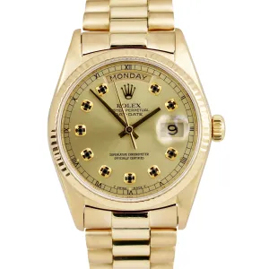 Rolex Day-Date President ONYX CHAMPAGNE 36mm Fluted 18K Yellow Gold 18038 Watch