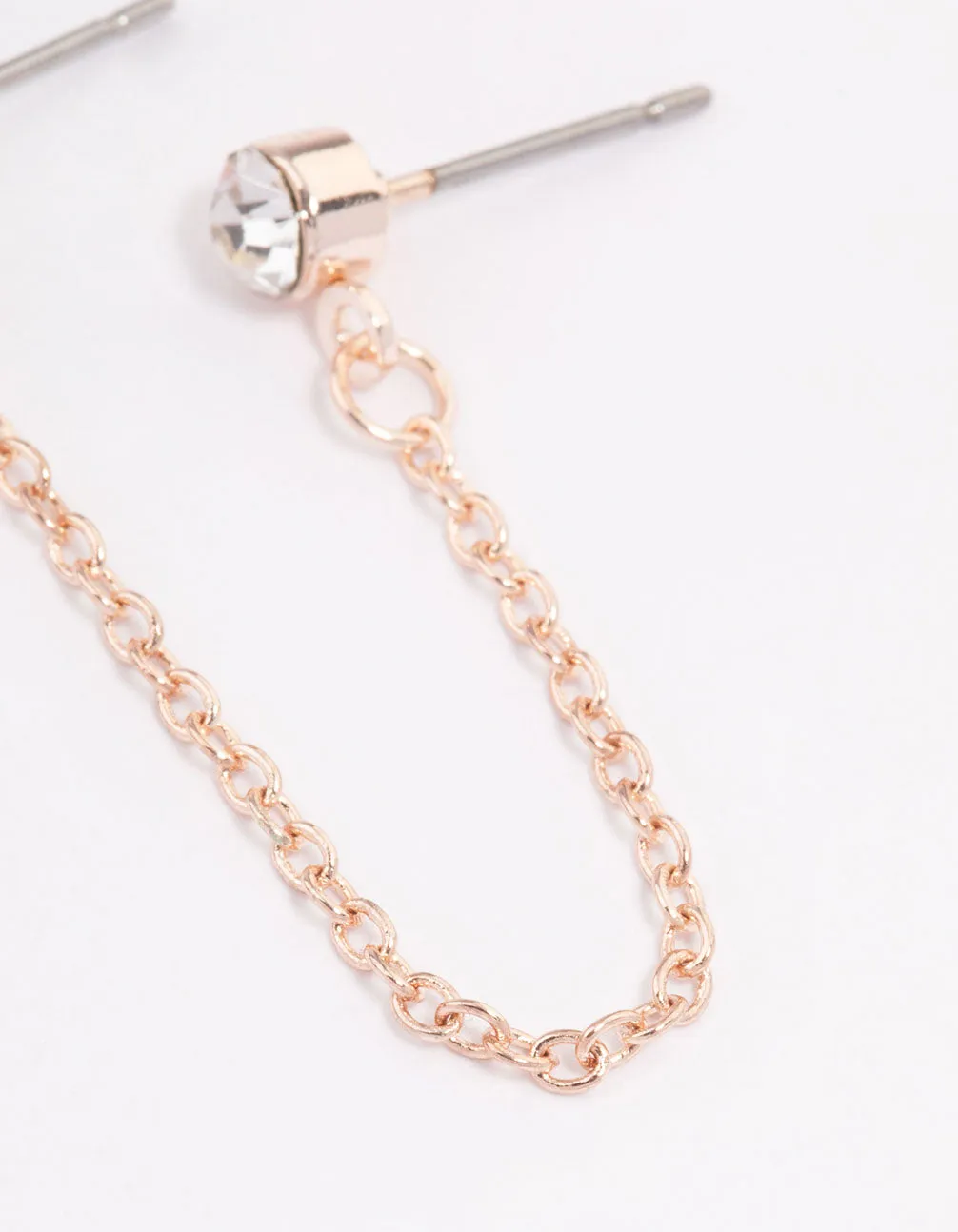 Rose Gold Dainty Butterfly Chain Earrings