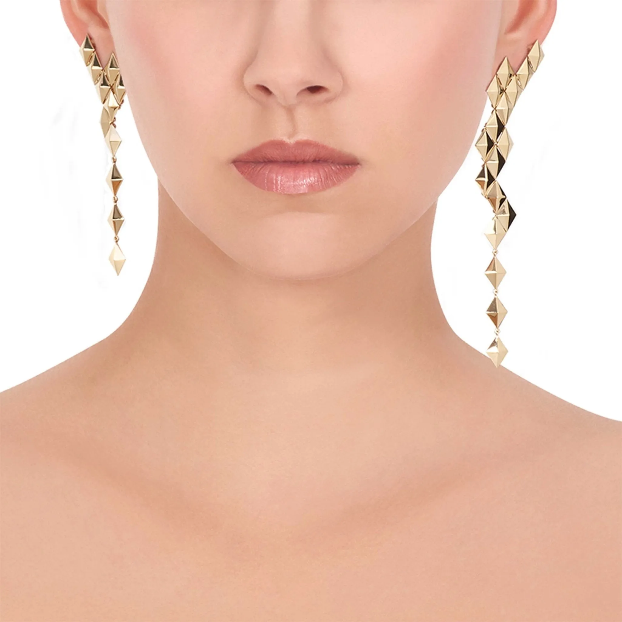 Rose Gold Python Asymmetrical Drop Earrings