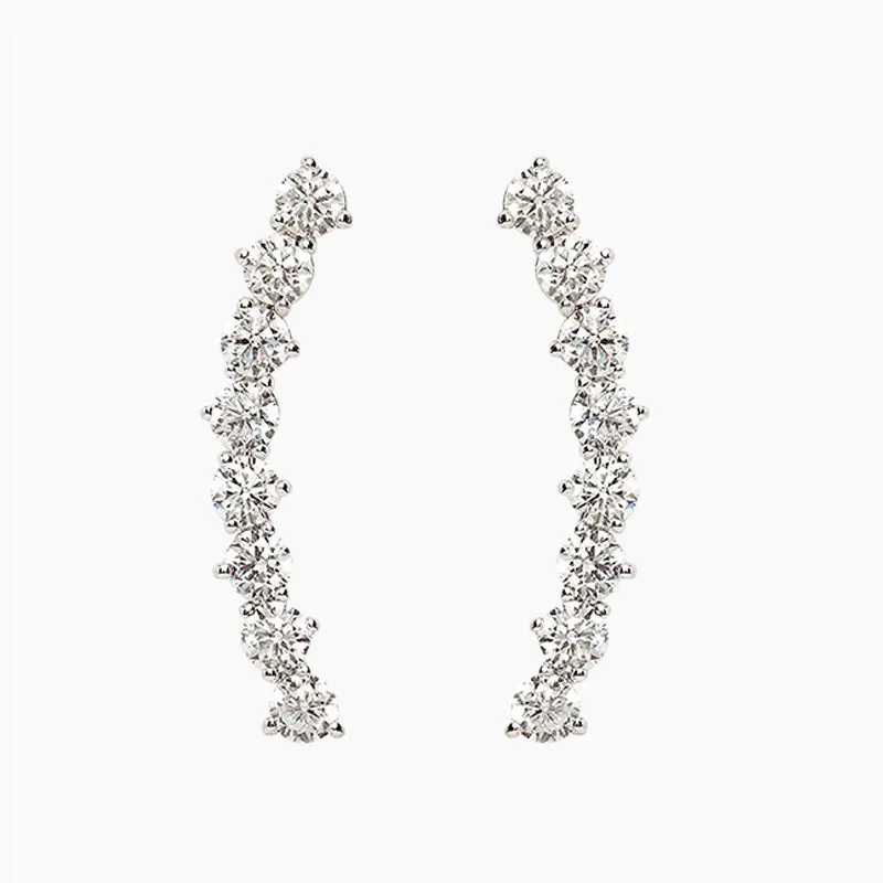 S925 CZ Climber Earrings For Women