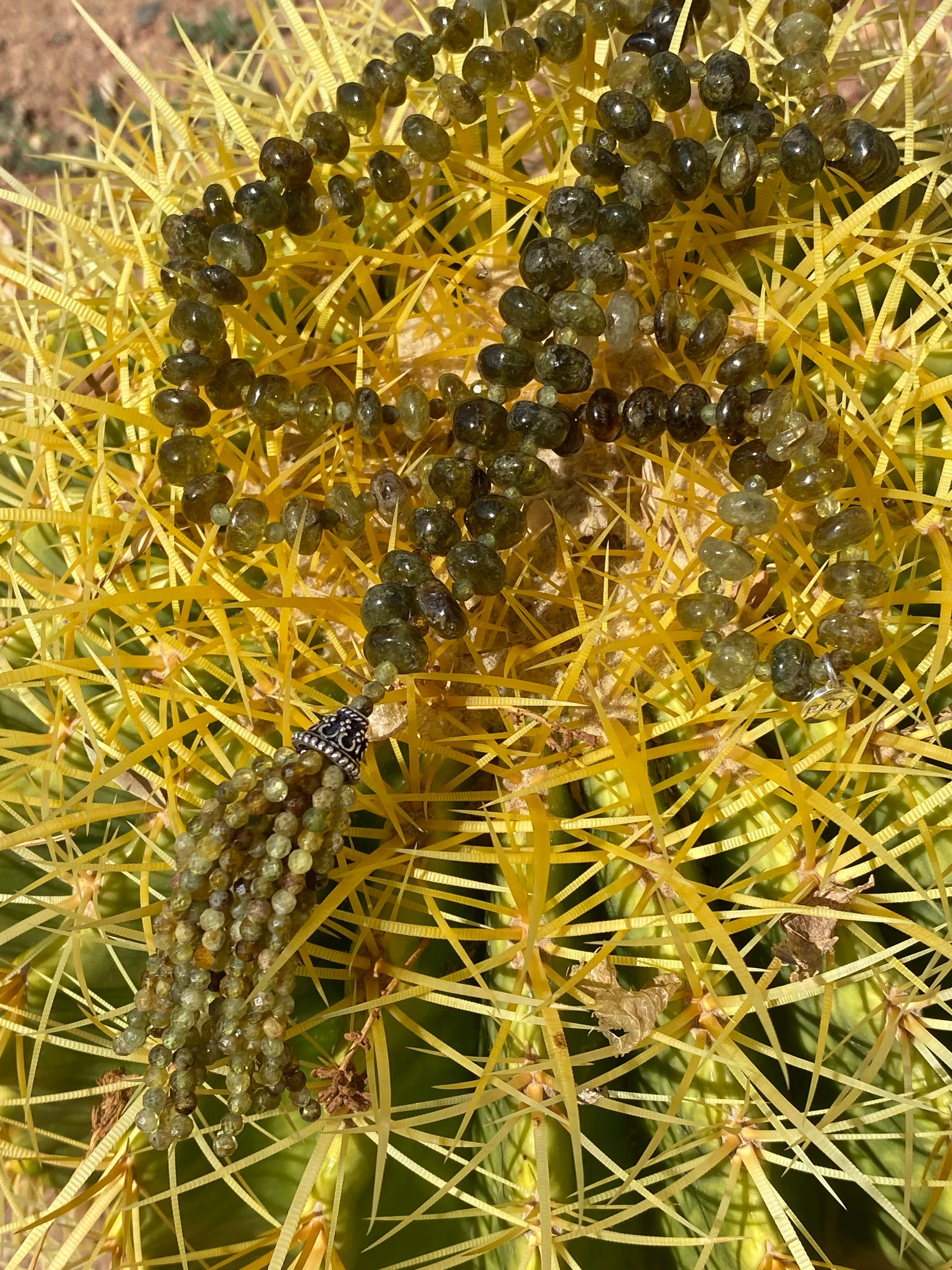 Semi-Precious Grossular Garnet Mala Necklace