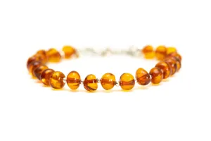 Silver and Polished Amber Nugget Bead Bracelet