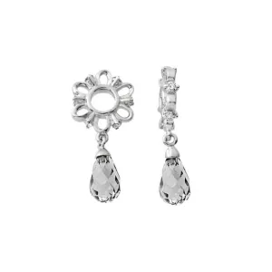 Silver  Diamond & White Topaz Drop Dangle Charm S240WT