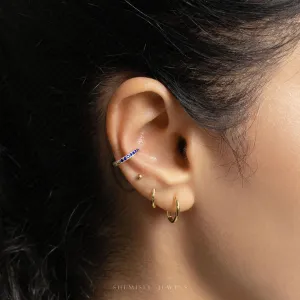 Simple Sapphire CZ Conch Hoop Earrings, Huggies, Unisex, Gold, Silver SHEMISLI SH368, SH369, SH370