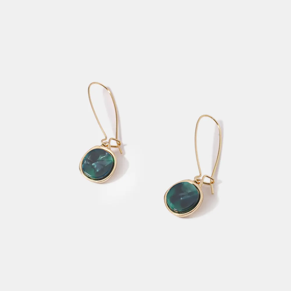 Small Temperament Earrings Acetate Emerald