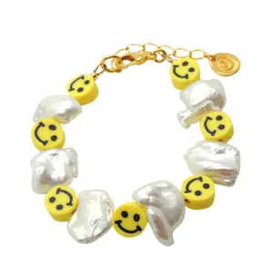 Smiley Charm Freshwater Pearl Bracelet