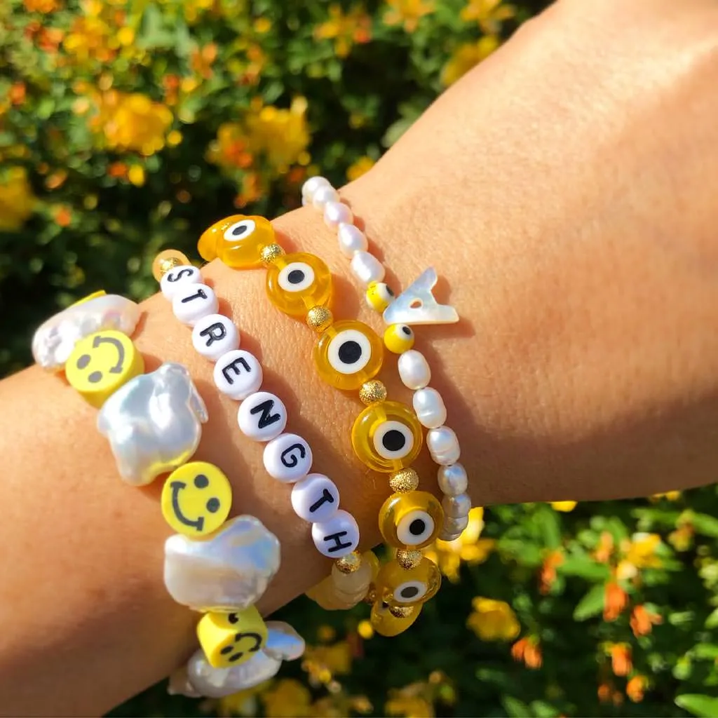 Smiley Charm Freshwater Pearl Bracelet