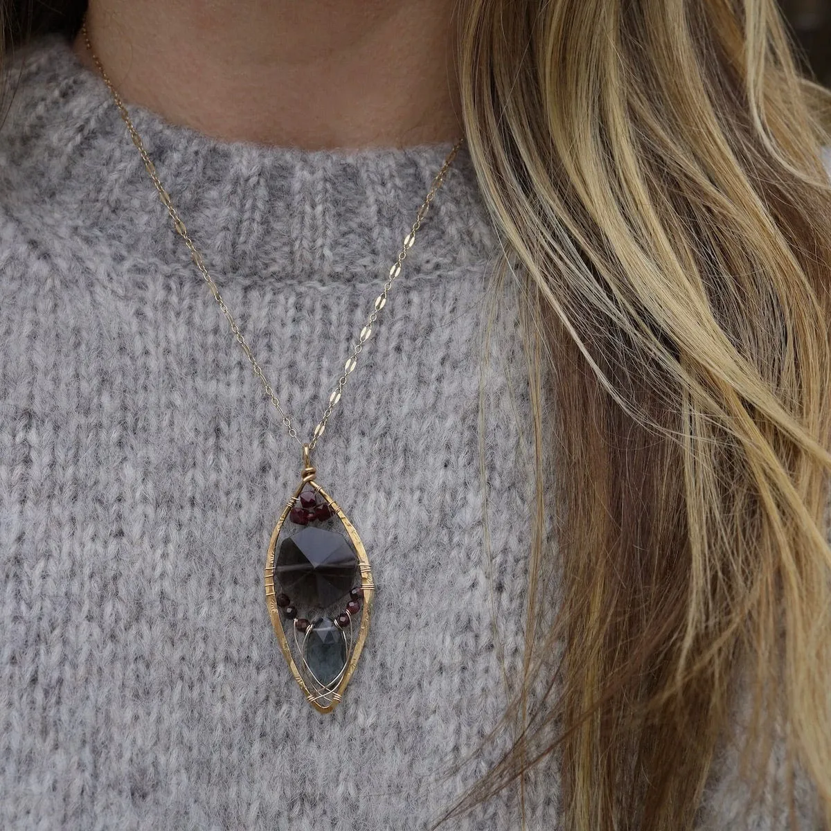 Smokey Quartz Keyhole Necklace