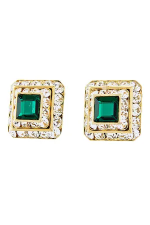 Square Emerald Clip-on Earrings