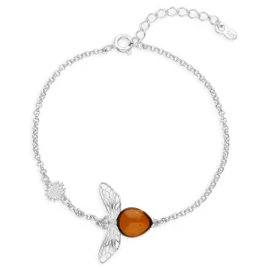 Sterling Silver Amber Bumblebee Bracelet