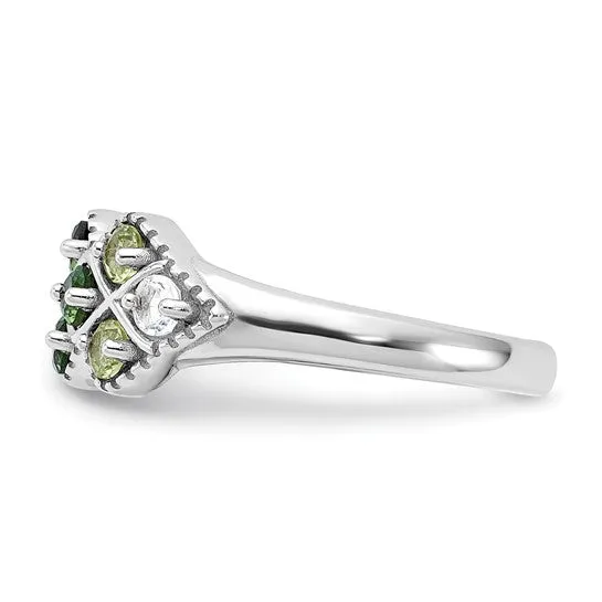 Sterling Silver Chrome Diopside Peridot and White Topaz Ring