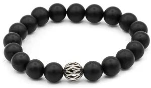 Sterling Silver Matte Onyx Abacus Natural Gemstone Bracelet