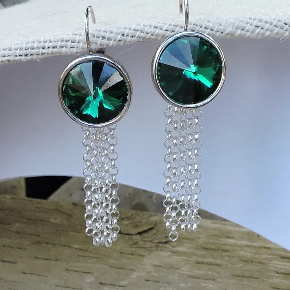 Swarovski Emerald Green Convertible Dangle Earrings