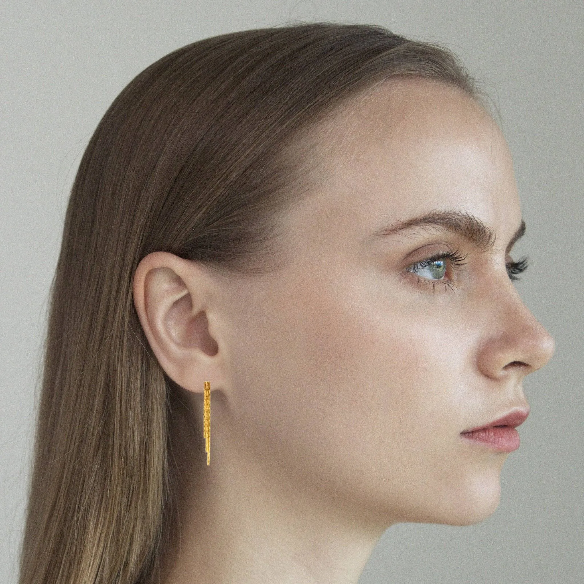 TAI Three Strand Short Linear Drip Earrings