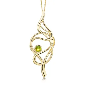 Tidal Peridot Occasion Pendant in 9ct Yellow Gold