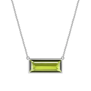 Tokyo Mart Bar Birthstone August Peridot Necklace Women Girls Jewelry Birthday Gift Sterling Silver